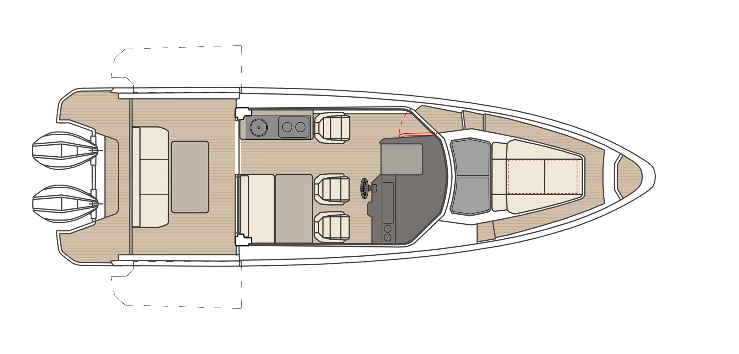Saxdor 320 GTC Boat For Sale In India Layout Aft bench with table