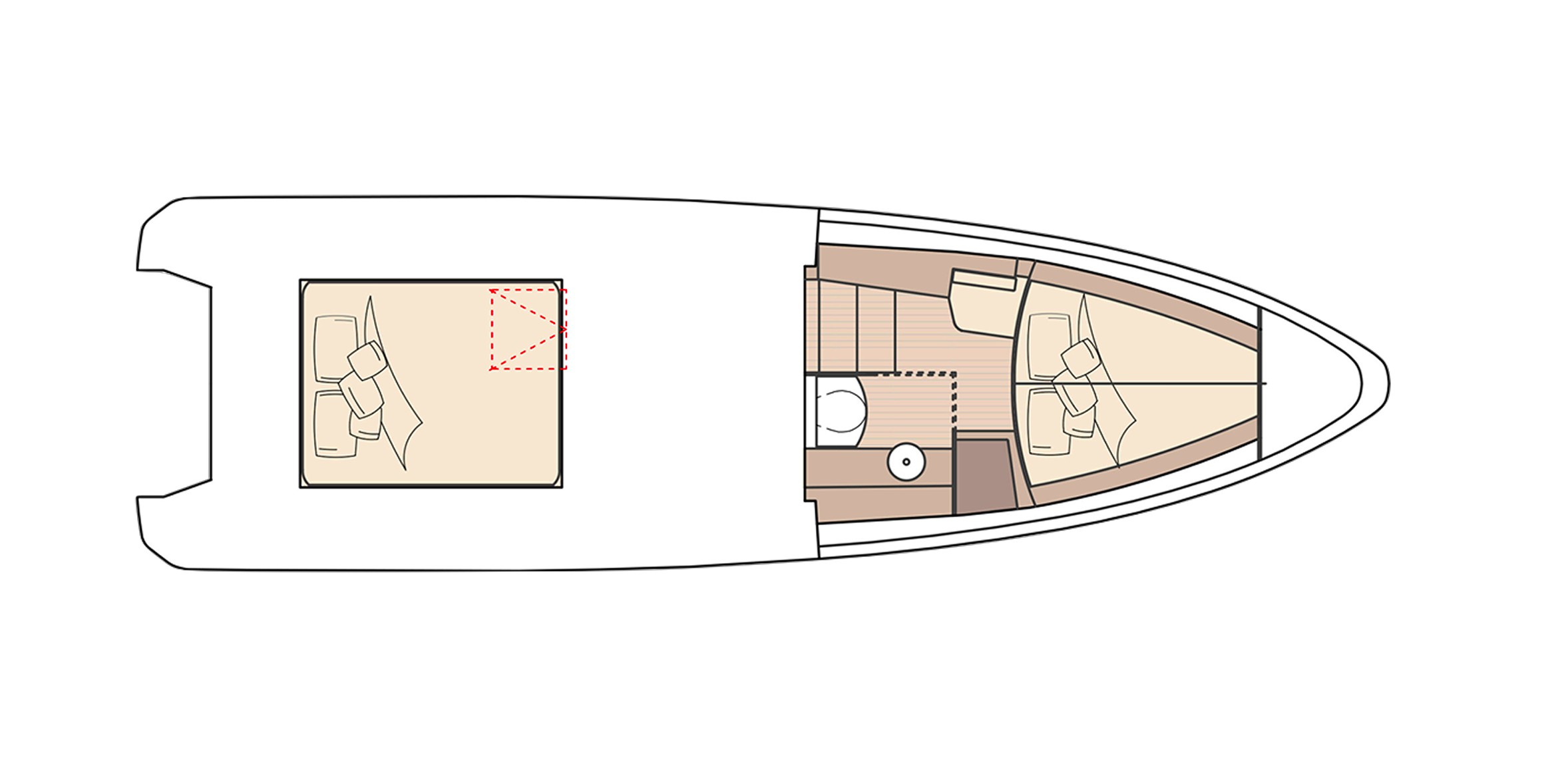 Saxdor 340 GTWA Boat For Sale In India Layout Lower Deck