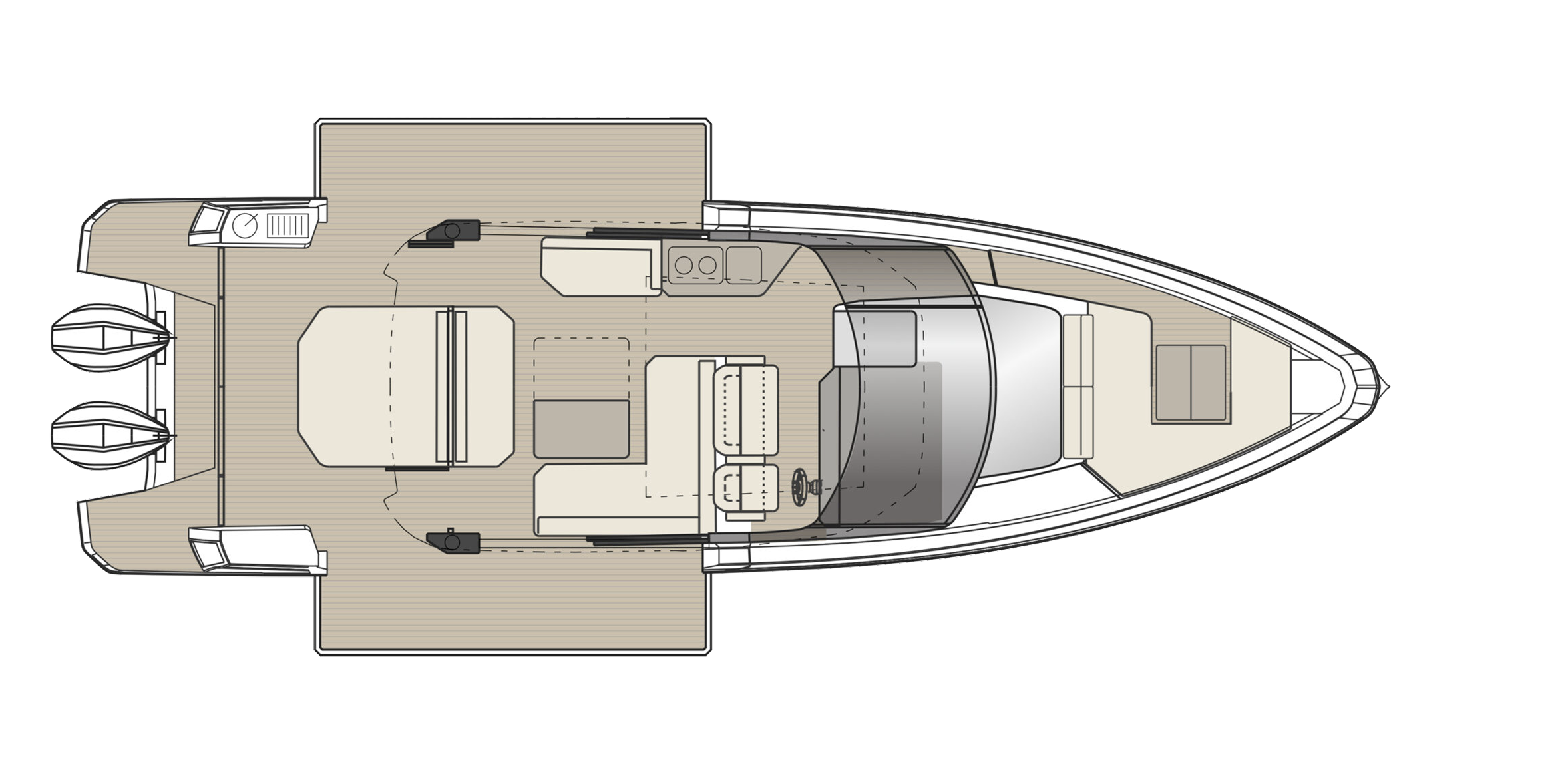 Saxdor 400 GTC Boat For Sale In India Layout Main Deck with Side Terraces Open