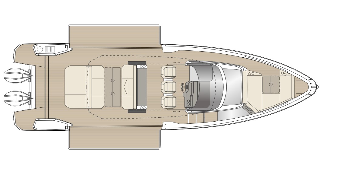 Saxdor 400 GTS Boat For Sale In India Layout Main Deck with Side Terraces Open