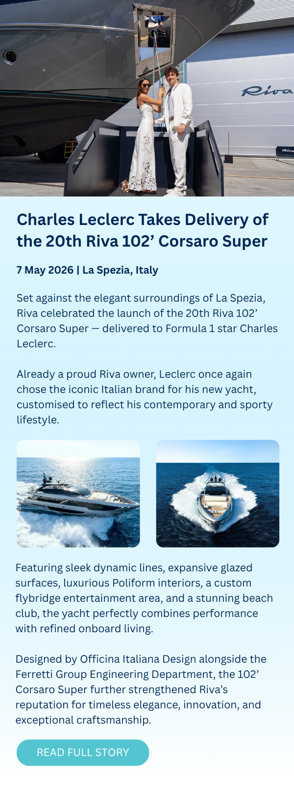 Charles Leclerc Takes Delivery of the 20th Riva 102’ Corsaro Super (2)