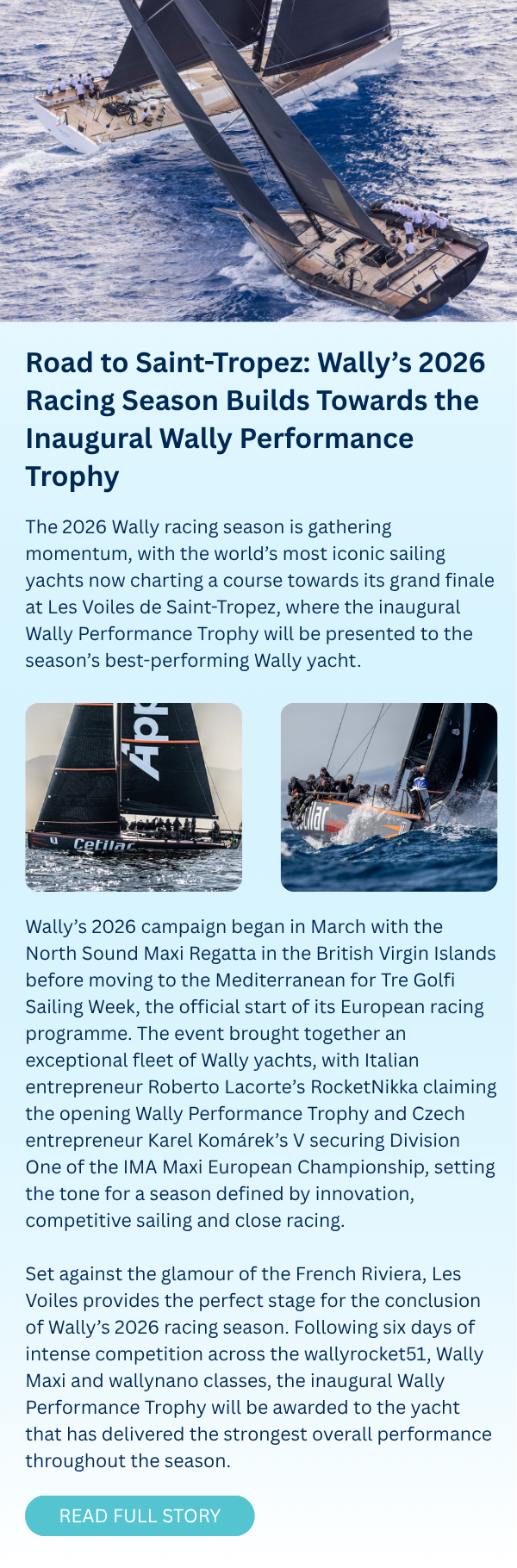 Road to Saint-Tropez Wally’s 2026 Racing Season Builds Towards the Inaugural Wally Performance Trophy